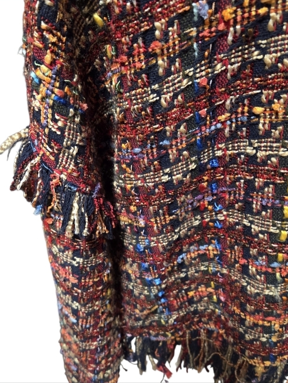 Zara Multicolor Fringe Sweater Oversized Woven Crochet Tweed Multicolor Large - Picture 4 of 10